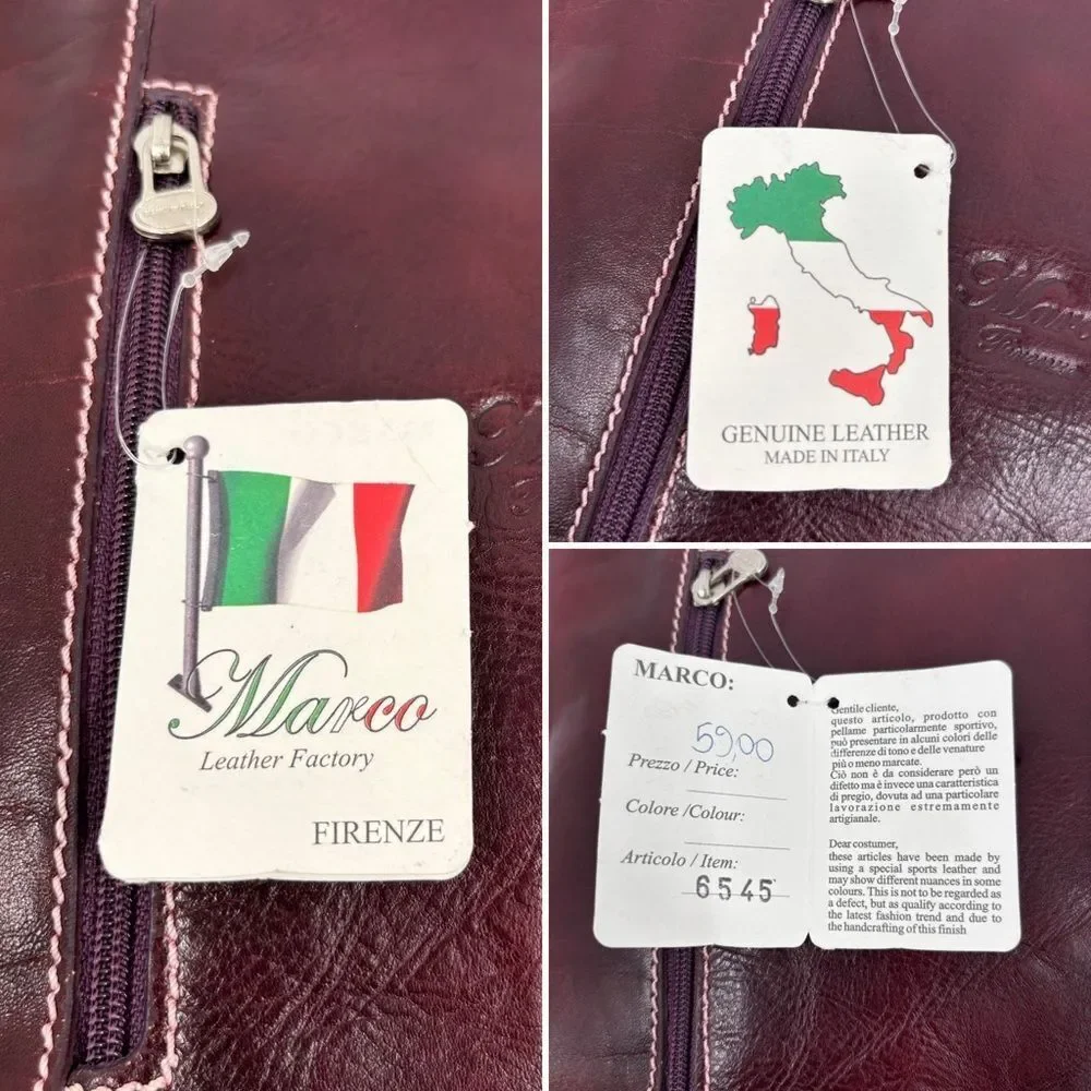Marco Firenze Italian Leather Convertible Backpack Tote Bag Made In Ital…
